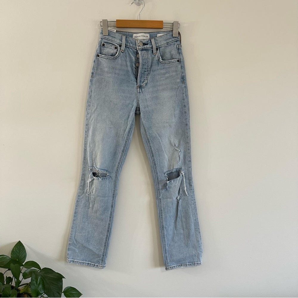 Denim Forum Arlo High Rise Straight Leg Jeans Size 23 Blue